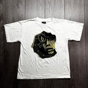 Volcom Y2K Baby Tee White Halftone Face Graphic Skate T-Shirt Womens Medium